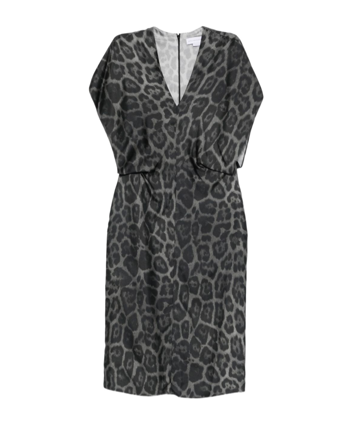 Stella Mccartney Leopard-print V-neck Midi Dress In Black