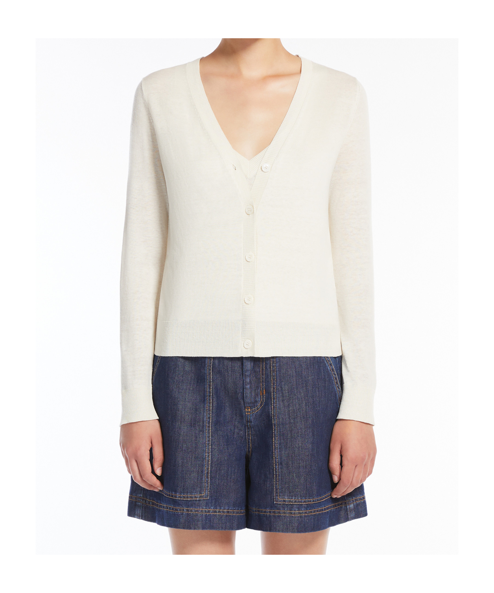 Weekend Max Mara Long-sleeved Cardigan And V-neck Tank Top Two-piece In White