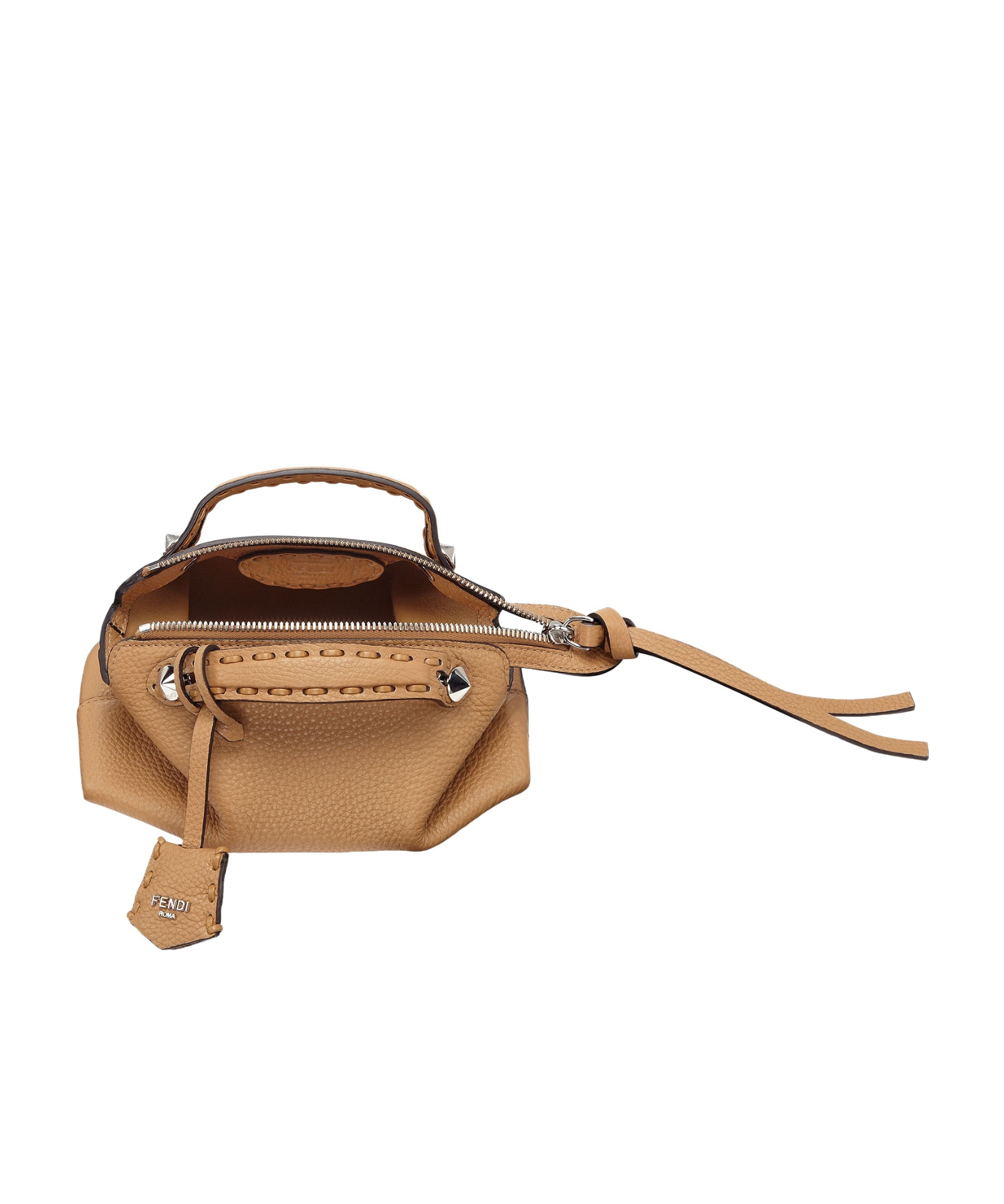 Fendi Cappuccino-colored Selleria Mini-bag With 156 Hand-sewn Stitches In Nude