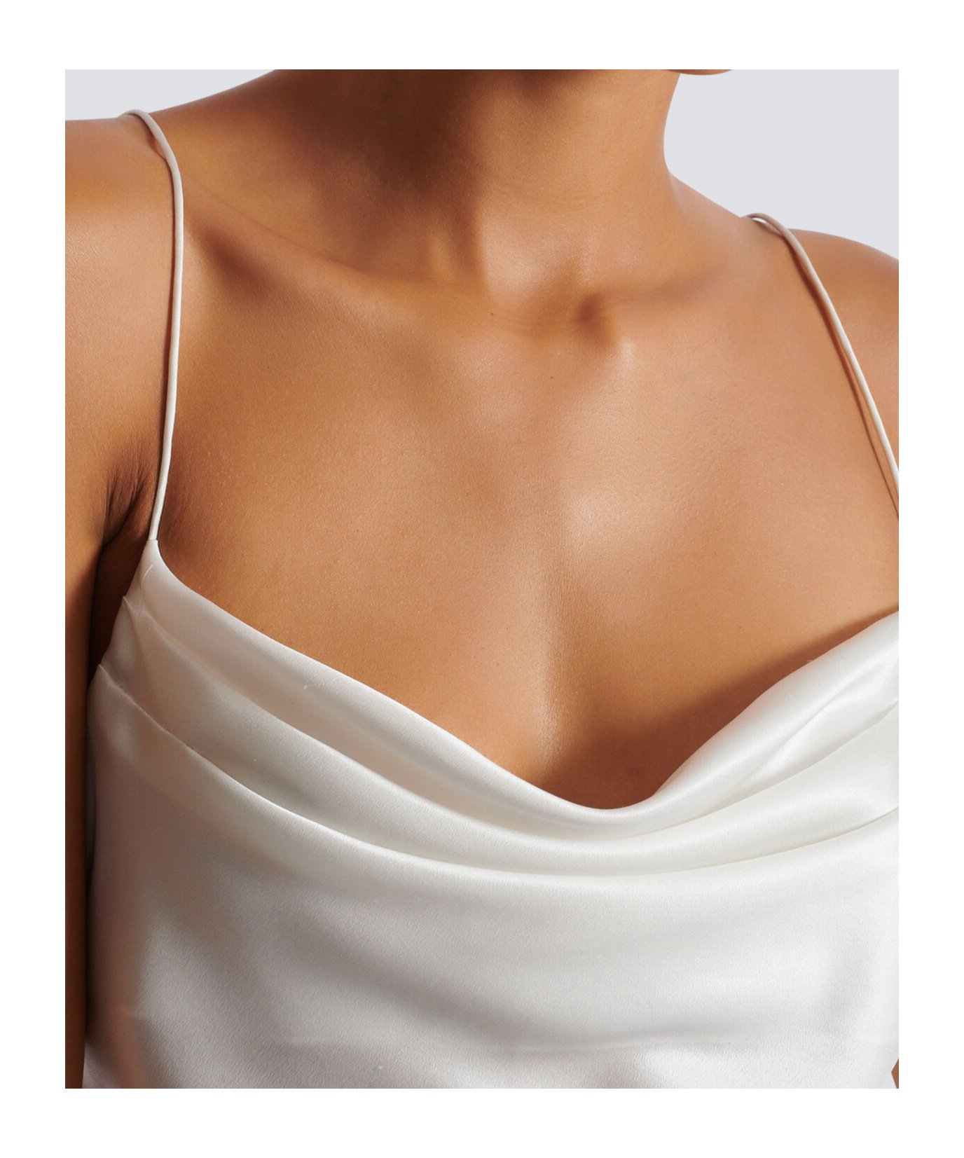 Balmain Draped Satin Top In White