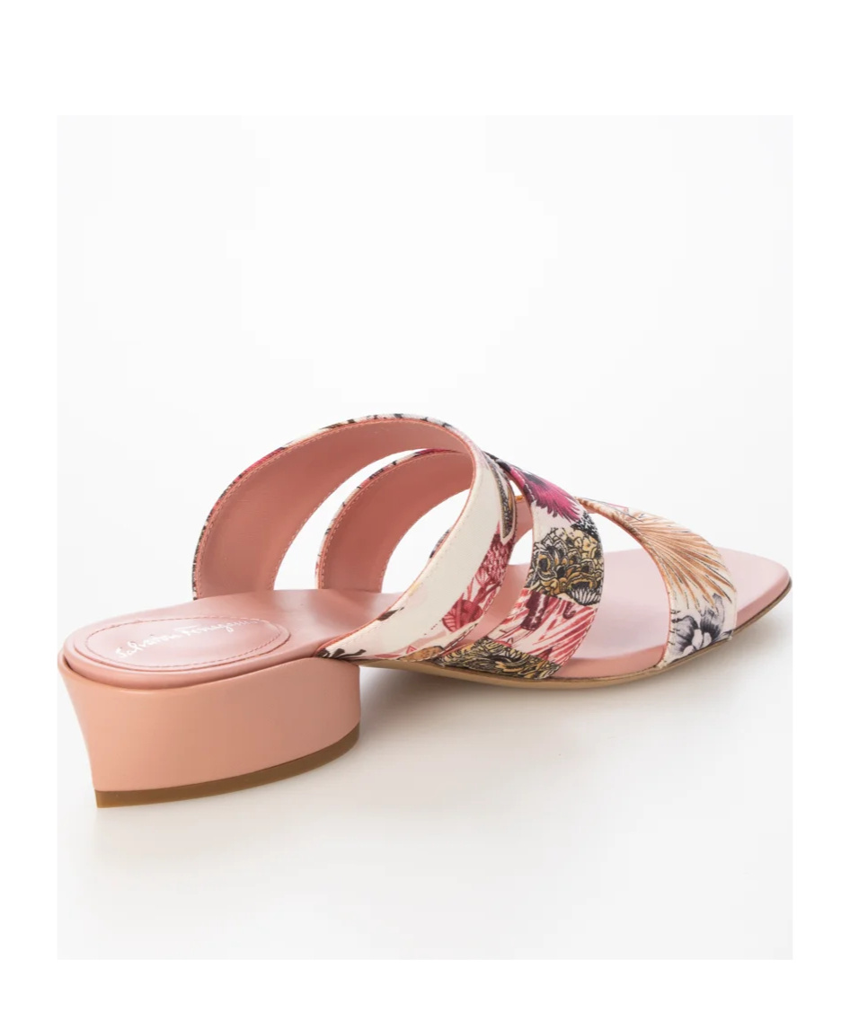 Ferragamo Flower High-heeled Slippers In Pink