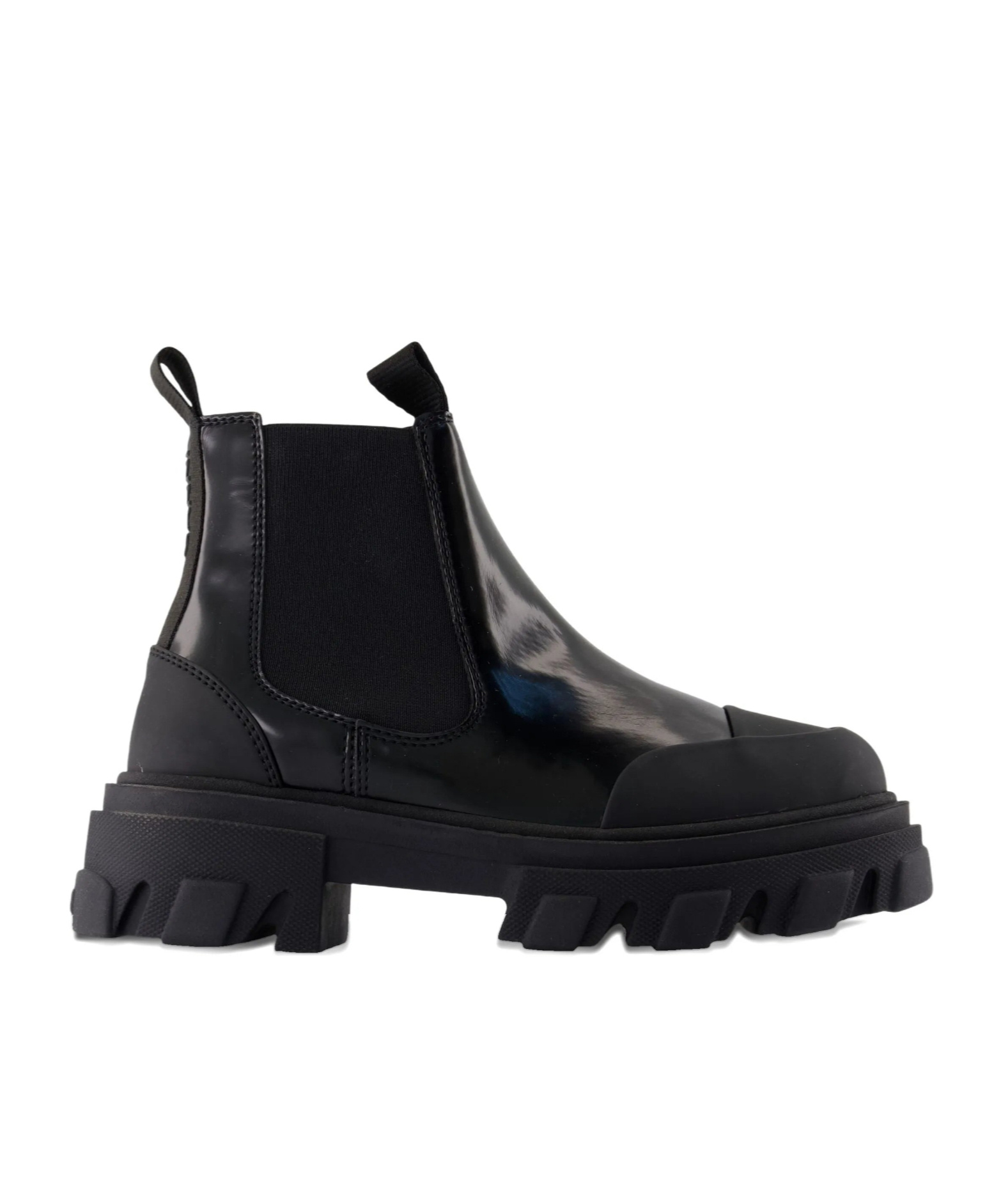 Ganni Leather Chelsea Boots In Black