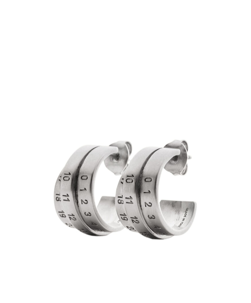 Mm6 Maison Margiela Triple Logo Numeric Signature Earring In Gray