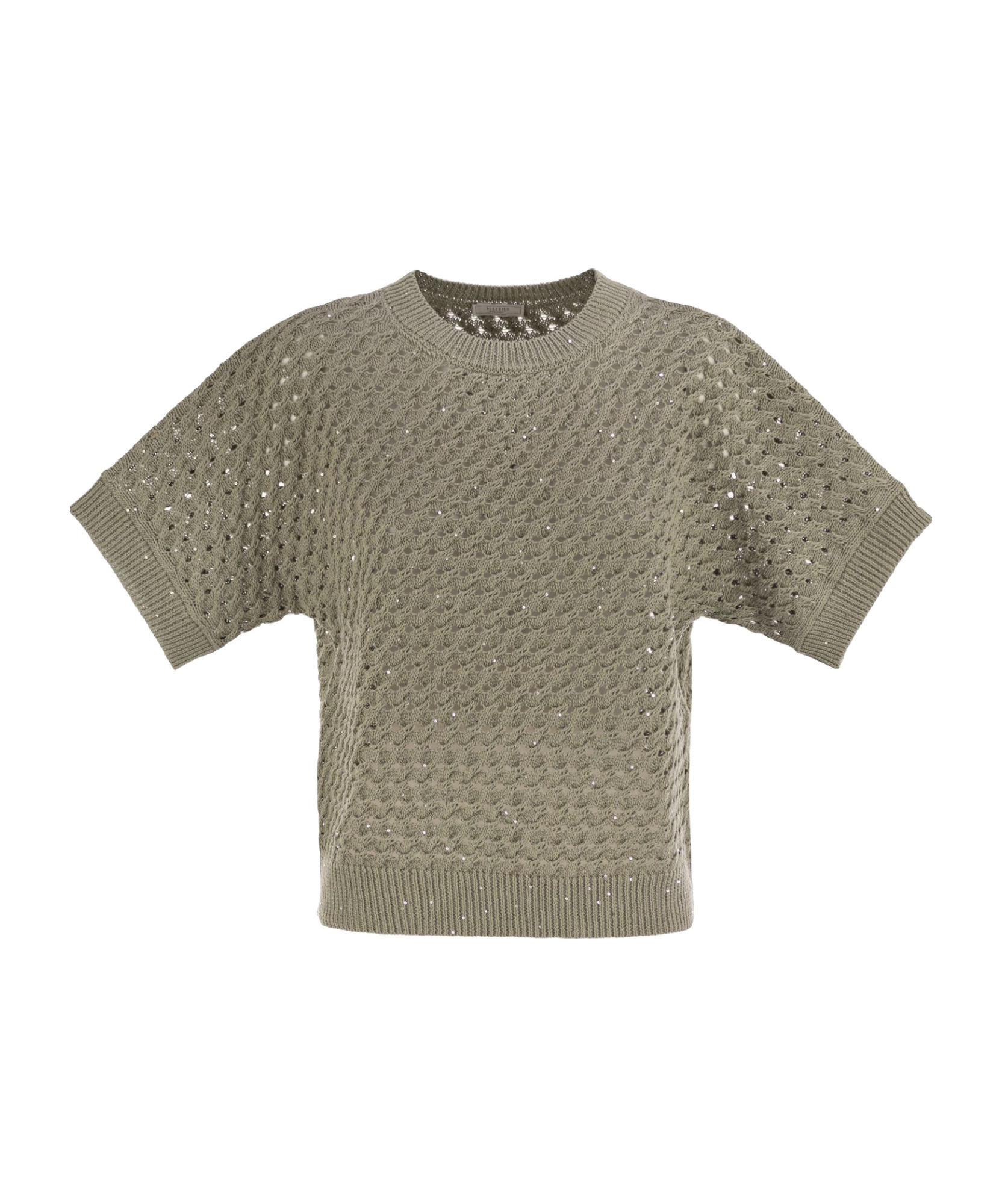Peserico Cotton Cordonnet Jumper With Sequins In Gray