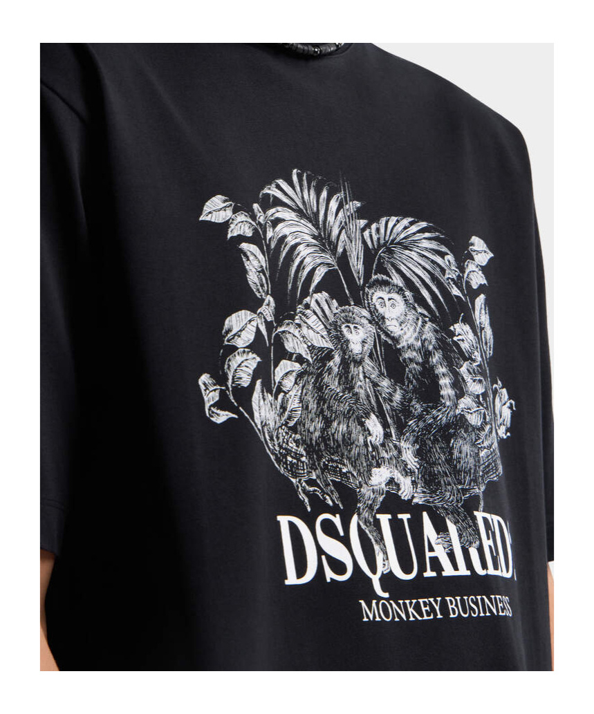 Dsquared2 Monkey Business Loose Fit T-shirt In Black