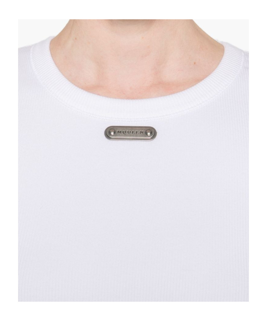 Alexander Mcqueen Logo-plaque Knitted Top In White