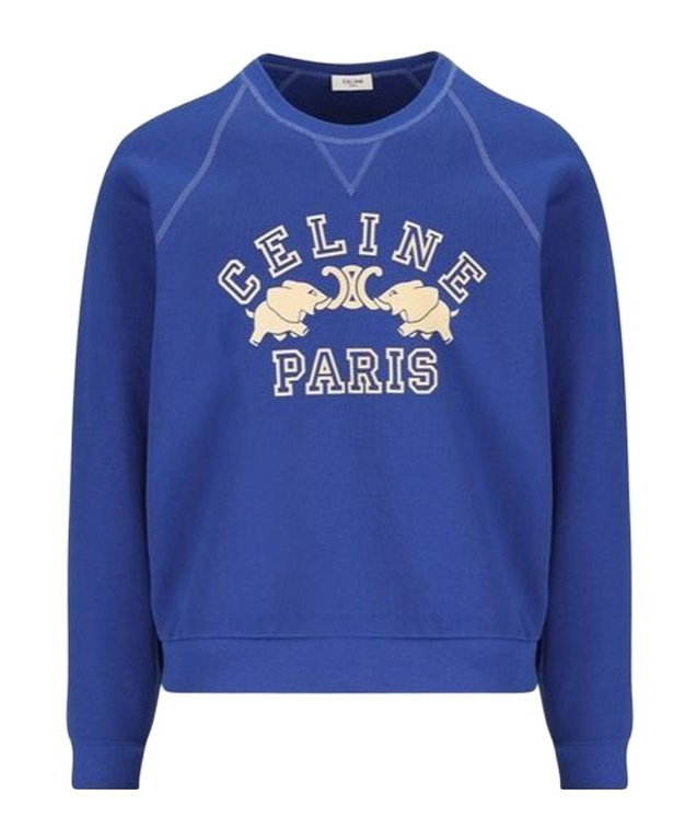 Celine Slim-fit Logo-print Cotton-jersey Sweatshirt In Multi