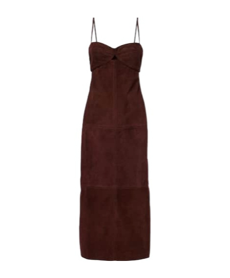 Johanna Ortiz Suede Midi Dress In Brown