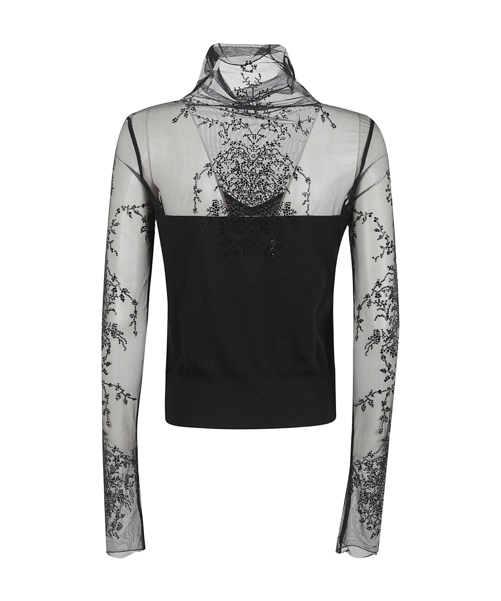 Ermanno Scervino High Neck Long Sleeve Knit Sweater In Black