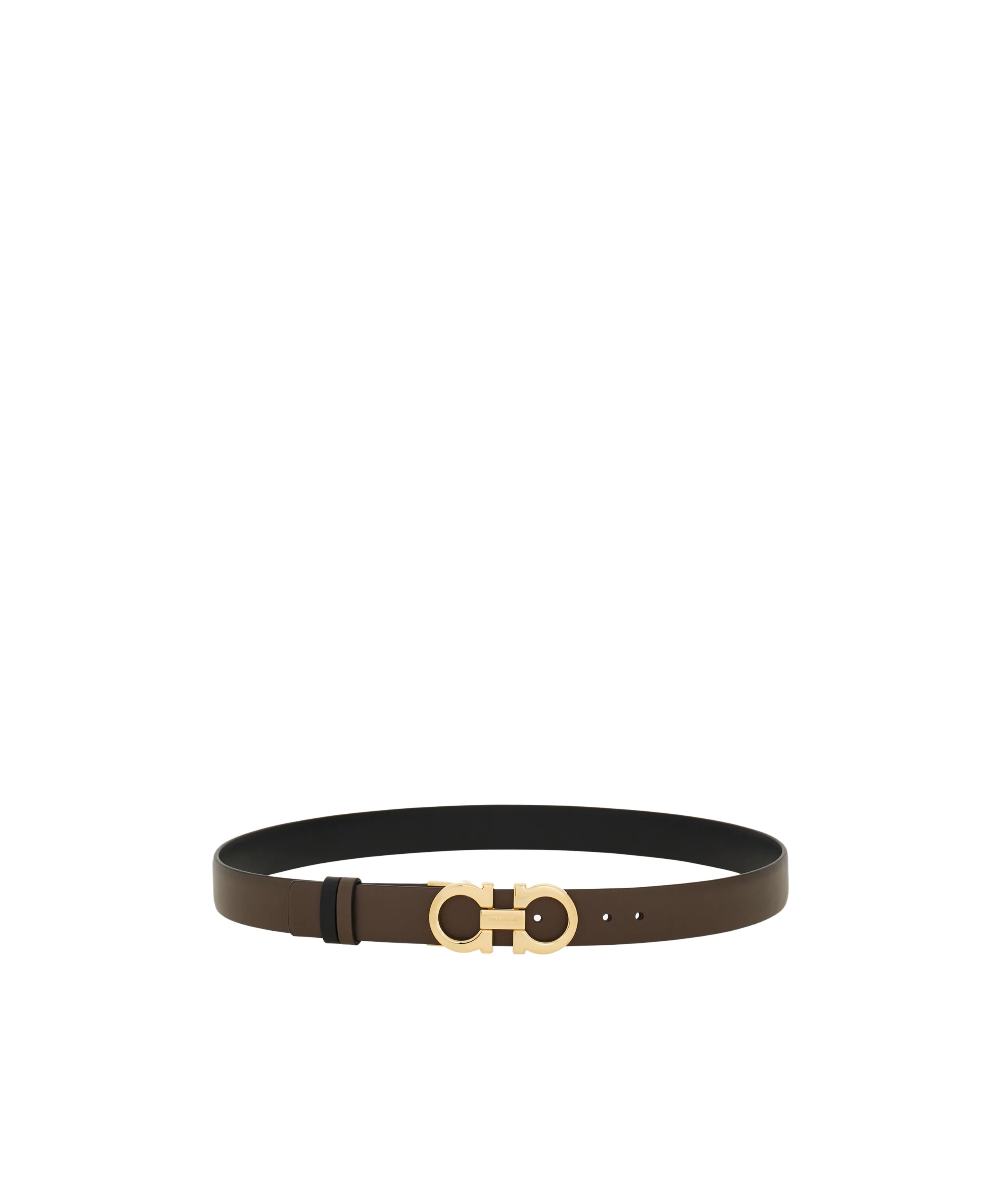 Ferragamo Reversible And Adjustable Gancini Belt In Brown