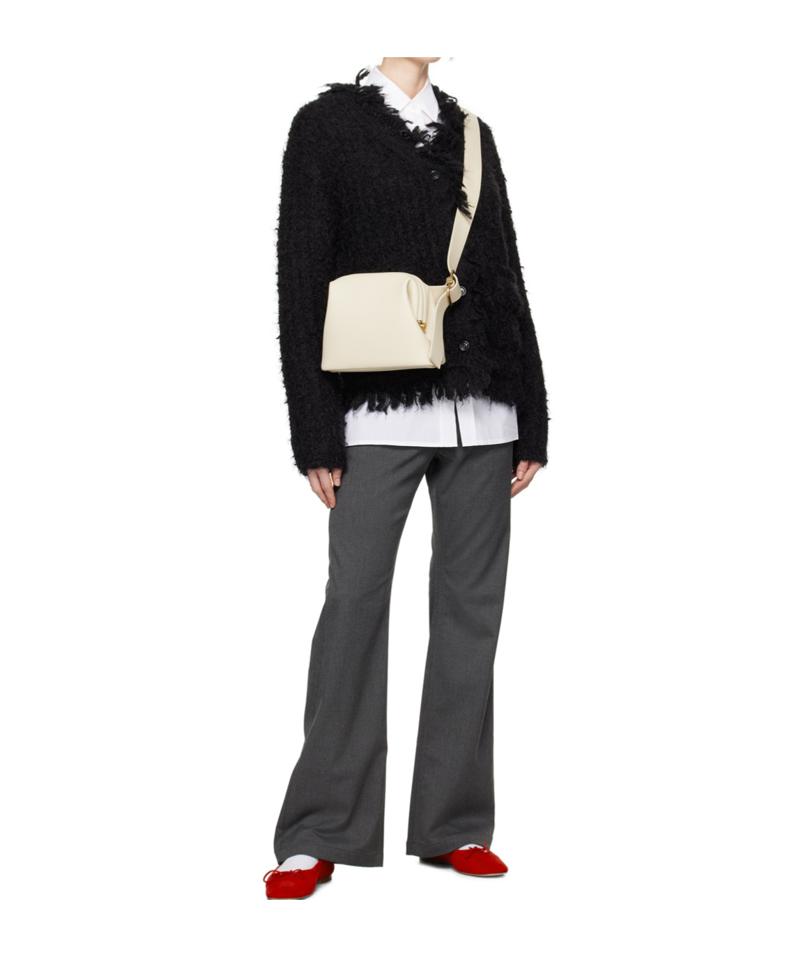 Open Yy Y-neck Cardigan In Black