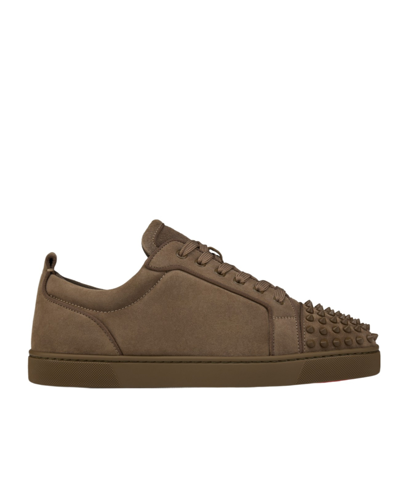 Christian Louboutin Stylish Round Toe Sneakers With Studded Detail In Brown