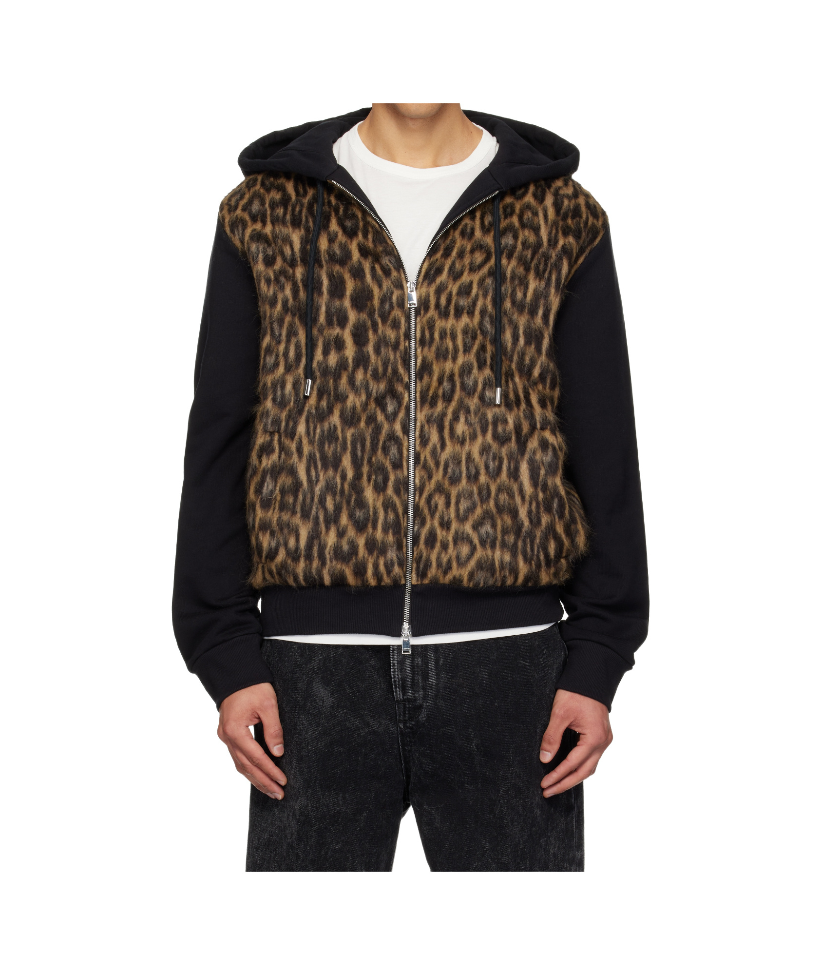 Lanvin Animal-pattern Zip Hoodie In Brown
