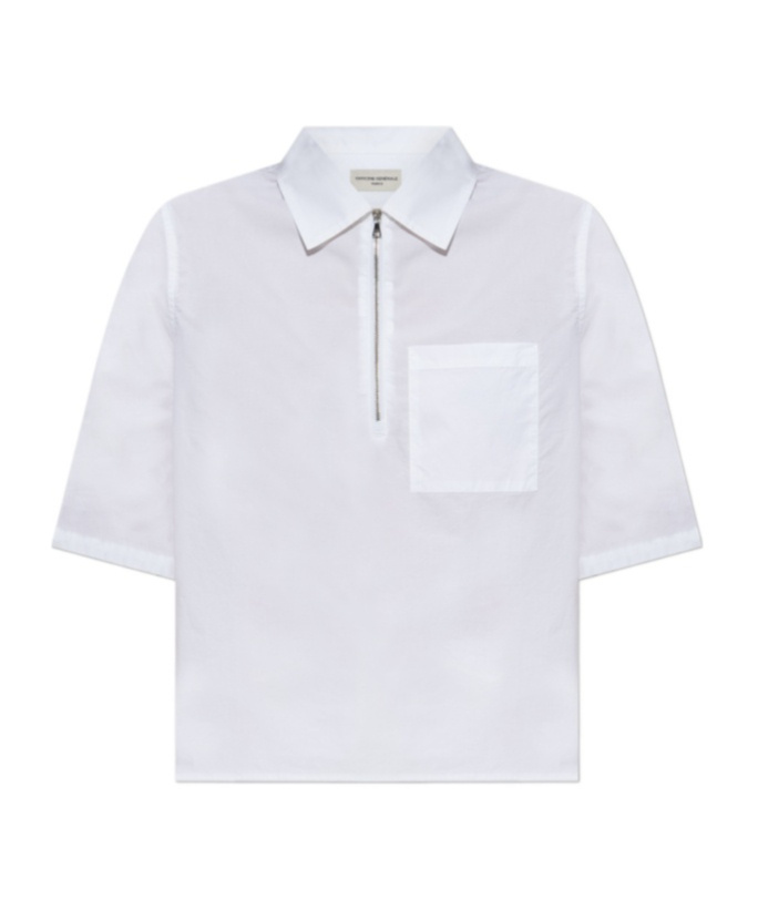 Shop Officine Generale Poplin Polo Shirt In White
