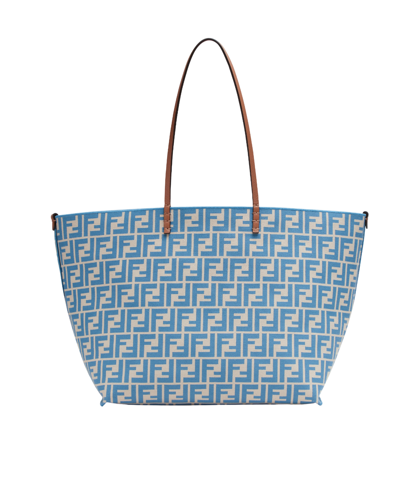Fendi Large Reversible Shopping Bag With Embroidered Fabric In Blue