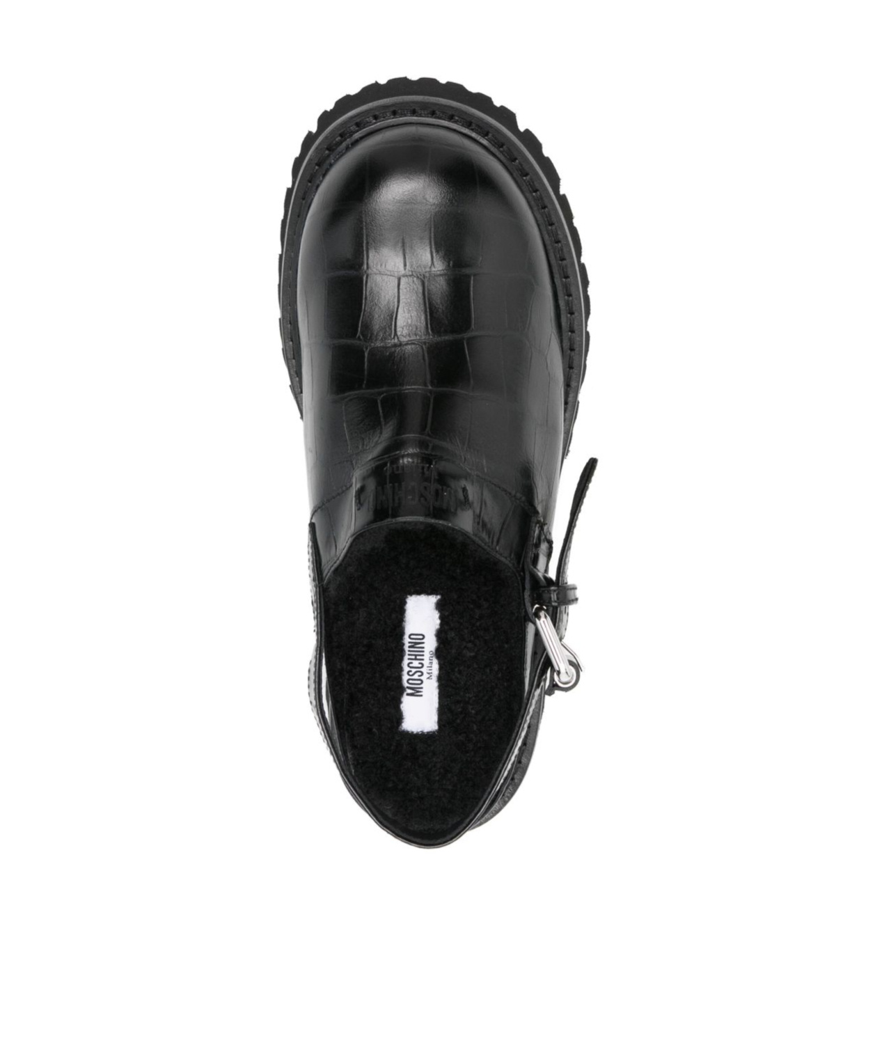 Moschino Chunky Platform Slingback Sandals Buckle Detail In Black