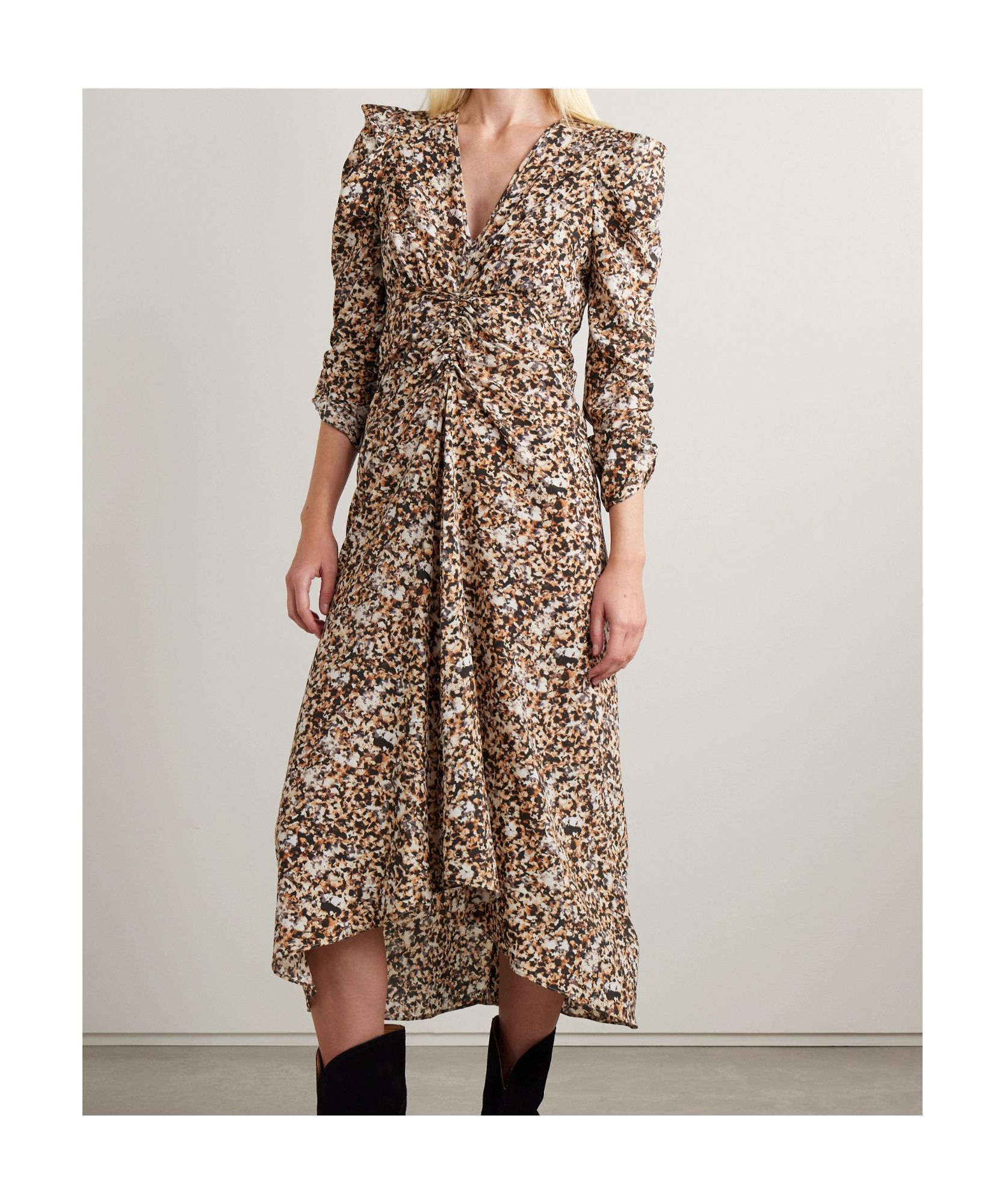 Isabel Marant Albini Python Print Silk Midi Dress In Nude