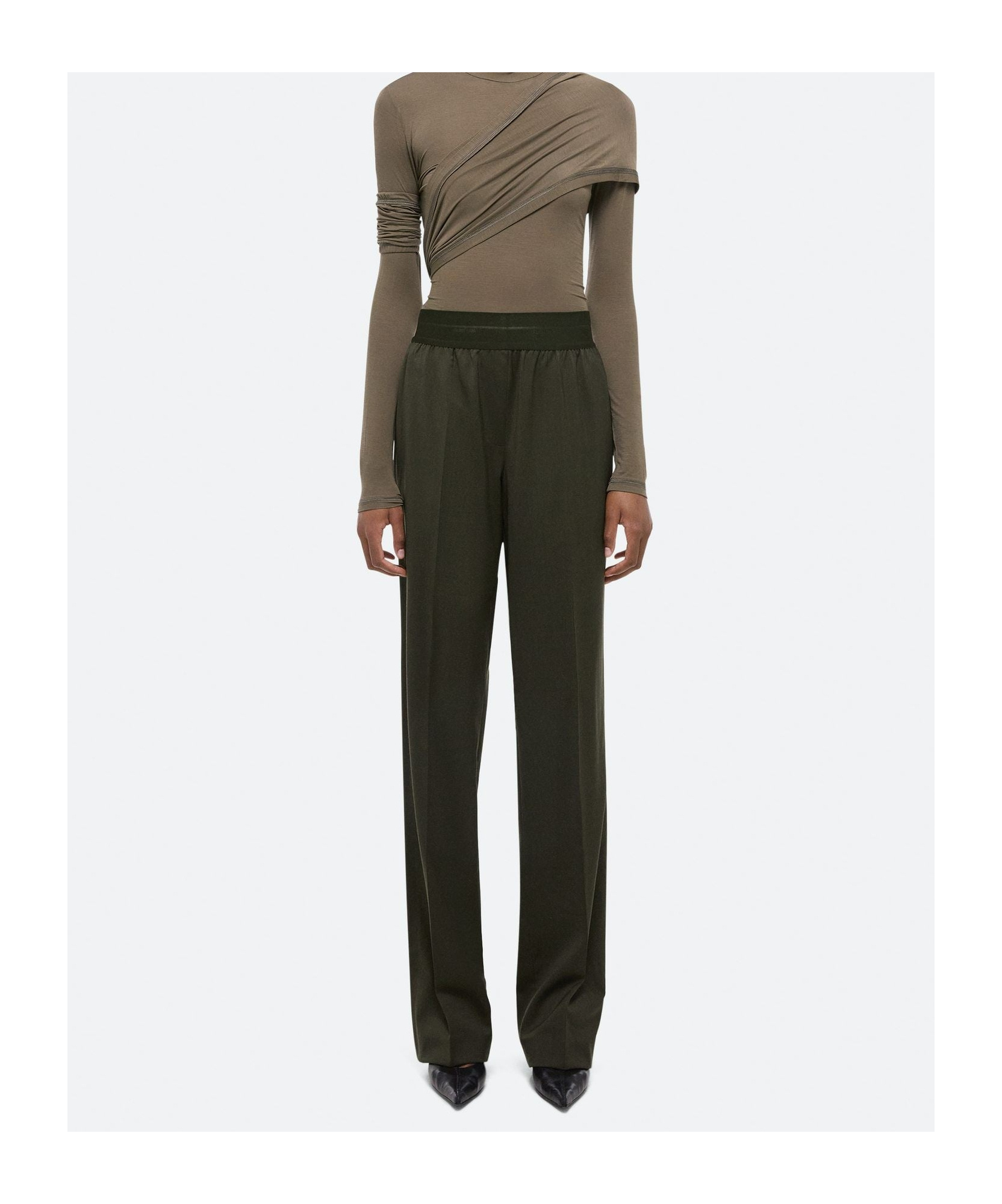 Helmut Lang Elastic Waist Casual Pants In Green