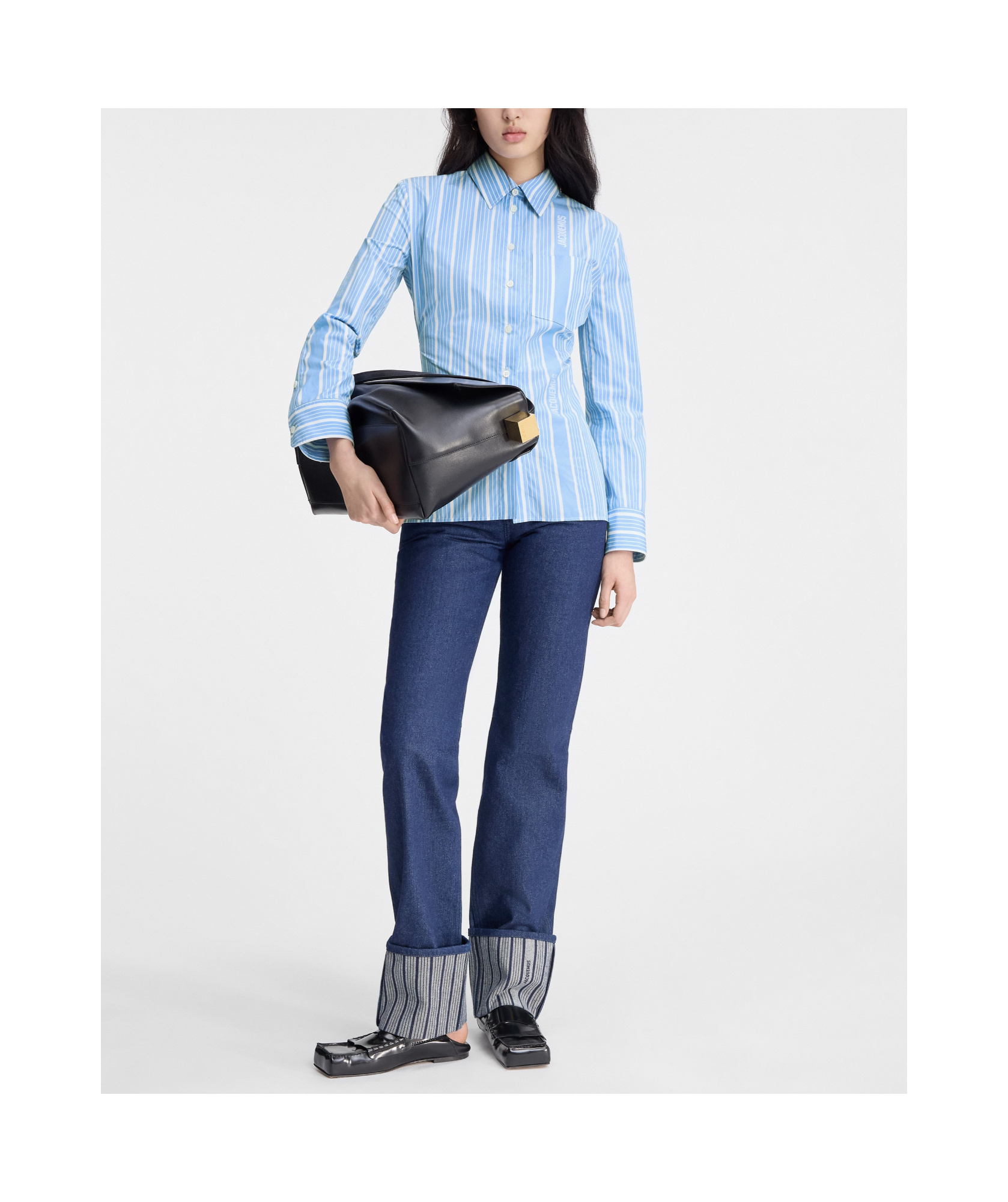 Jacquemus Striped Shirt With Cut-out In Blue
