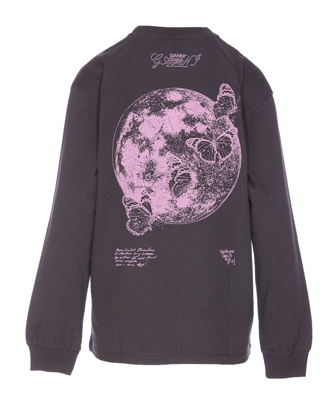 Ganni Future Heavy Jersey Long Sleeve T-shirt In Black