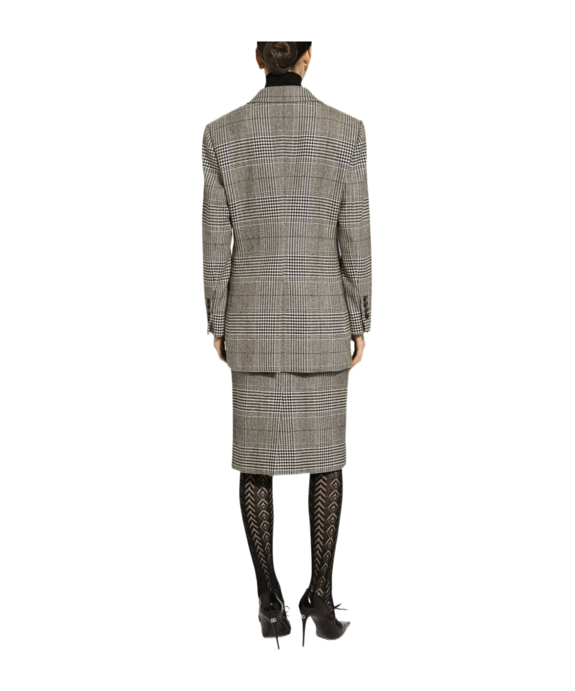 Dolce & Gabbana Pied De Poule Check Blazer In Gray