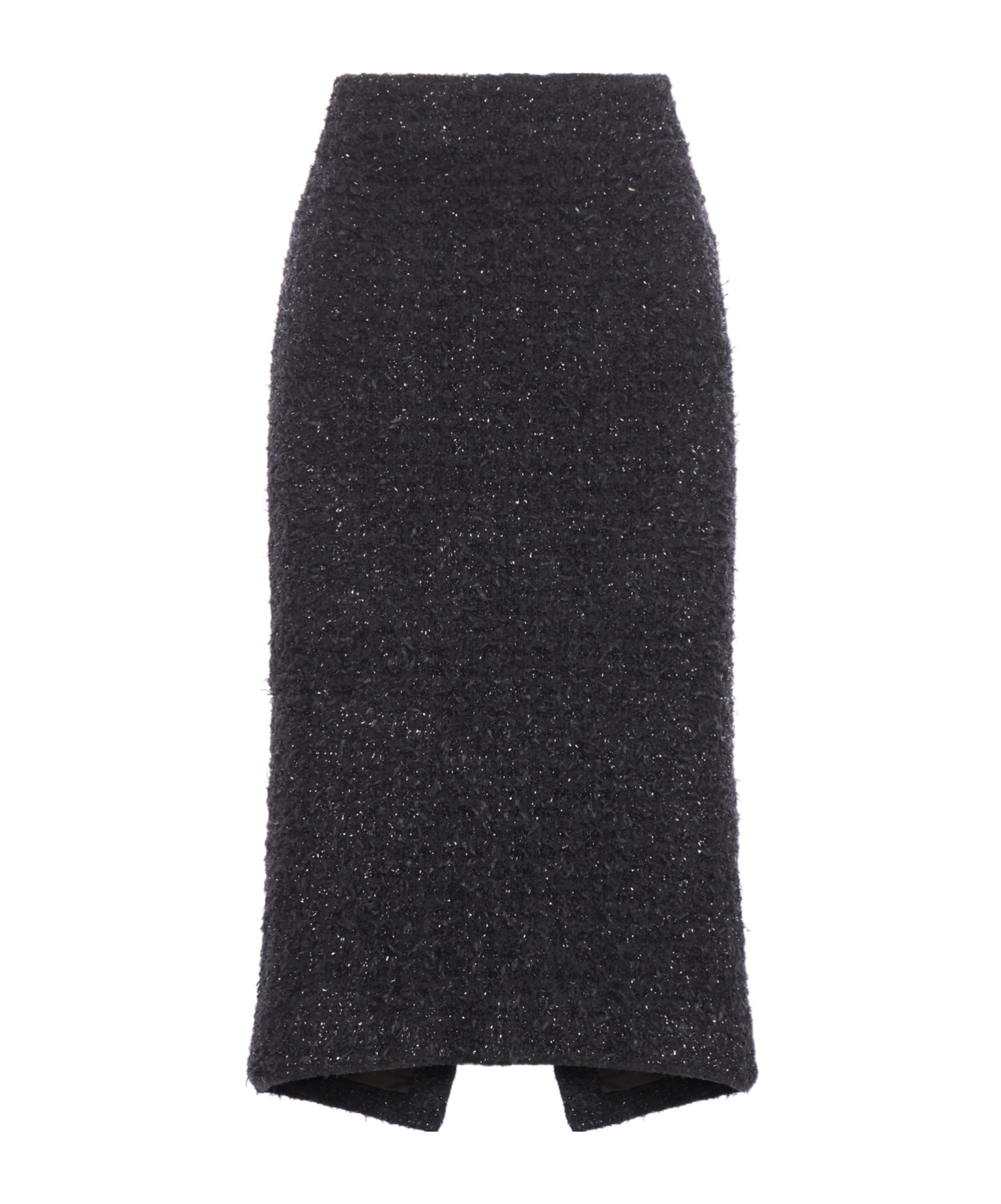Balenciaga Cotton Tweed Knitted Midi Skirt In Black