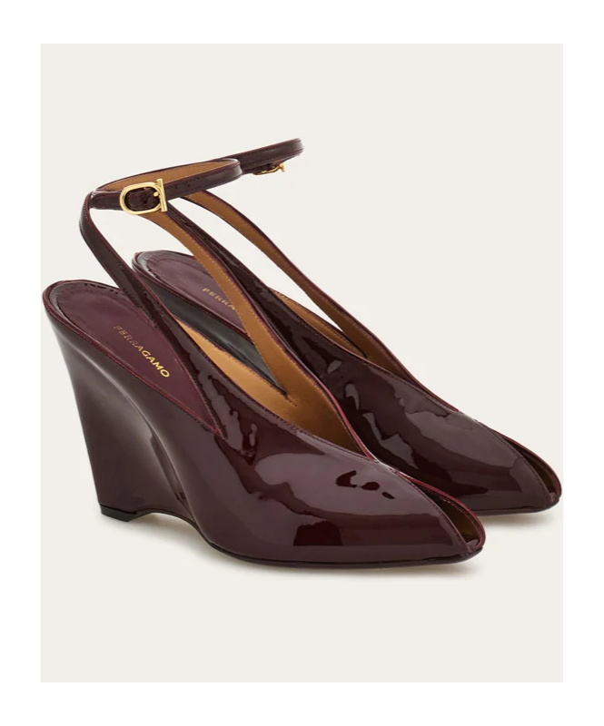 Ferragamo Arcadia Ankle Strap Wedge Pump In Black