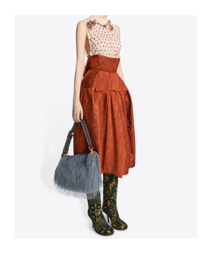 Dries Van Noten Fringed Shoulder Bag In Gray