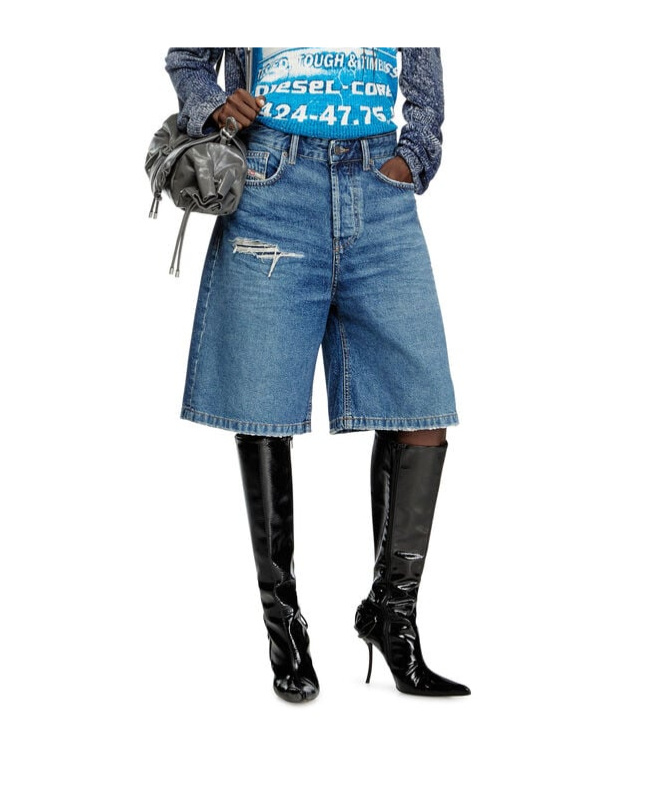 Diesel Faded Blue Denim Bermuda Shorts In Blue
