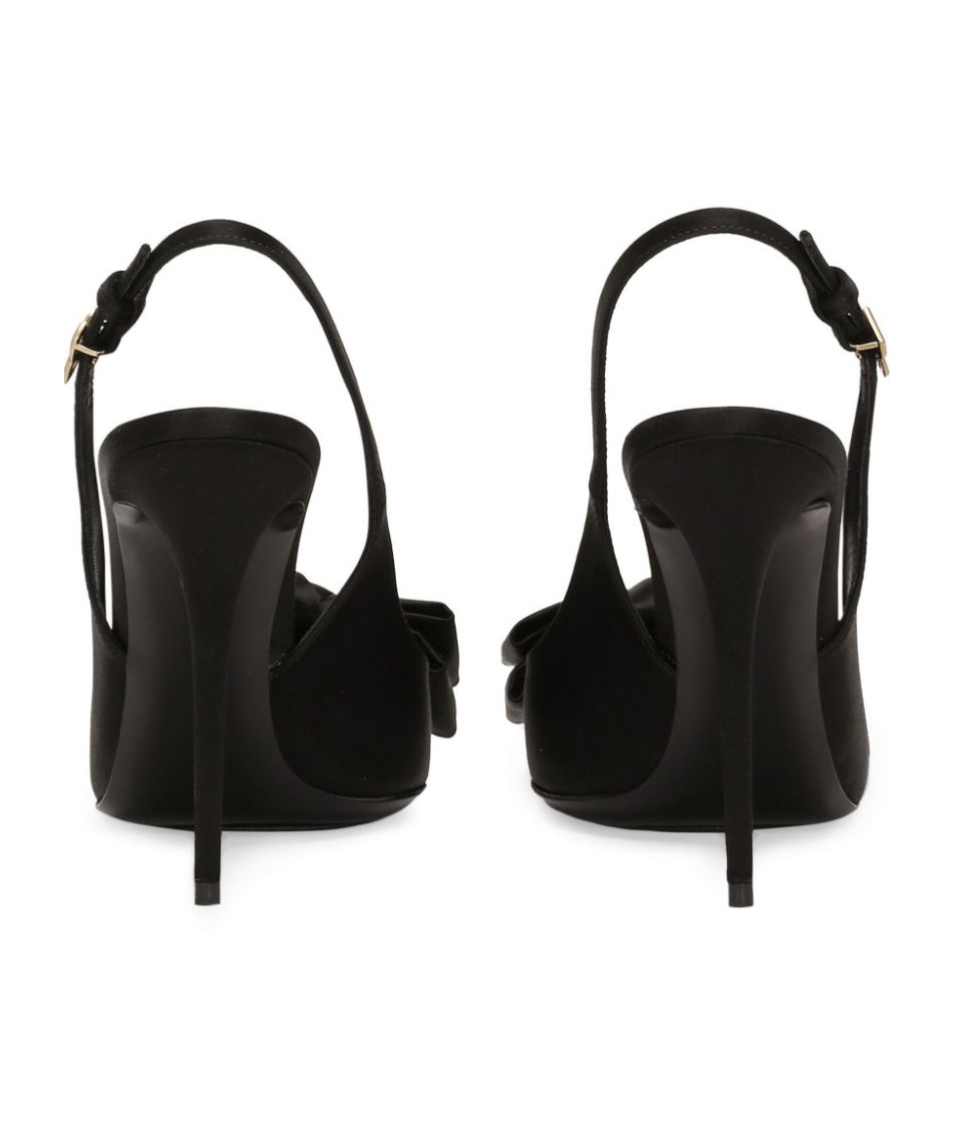 Dolce & Gabbana Mun 105 Satin Slingback Pumps With Bow In Black