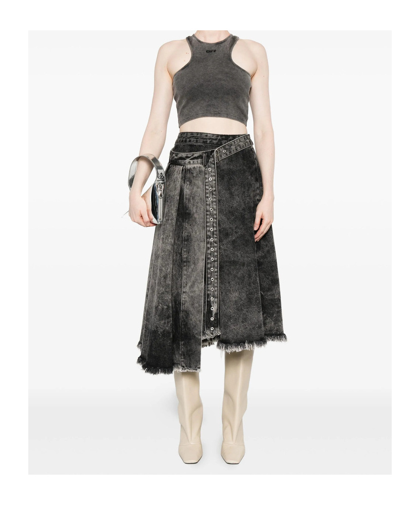 Off-white Logo-embroidered Crop Top In Black