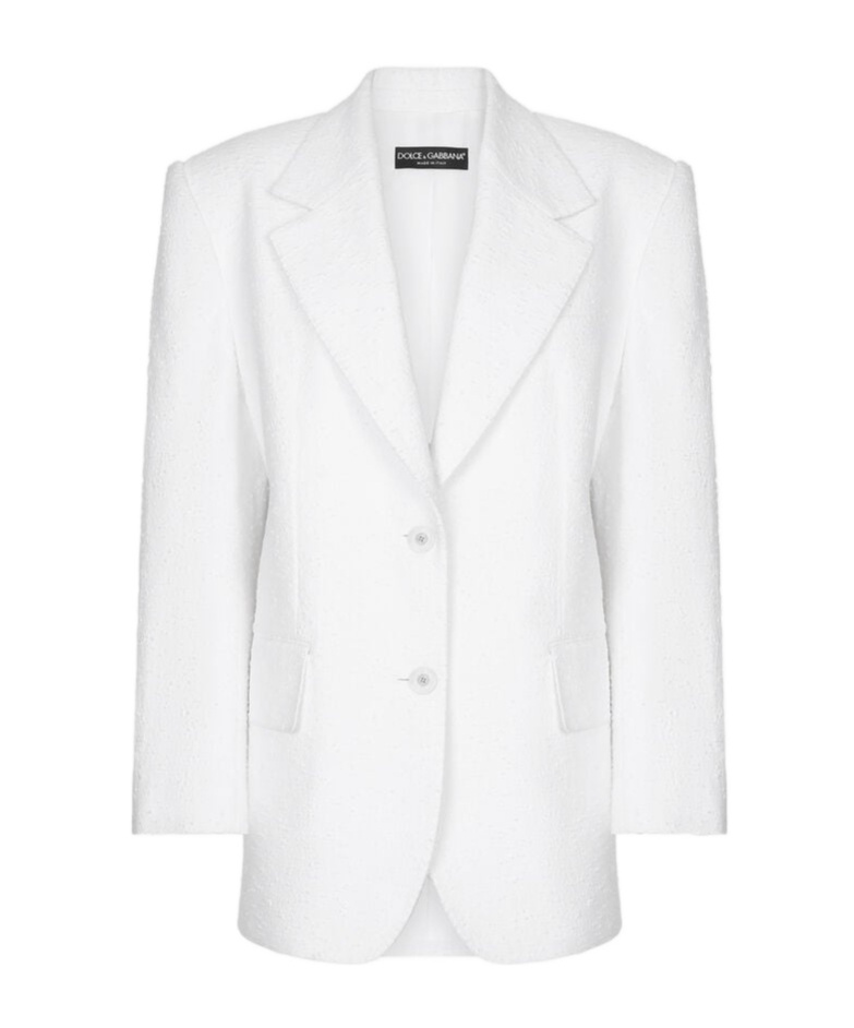 Dolce & Gabbana Single-breasted Tweed Blazer - Women's - Silk/cotton/nylon/flax In White