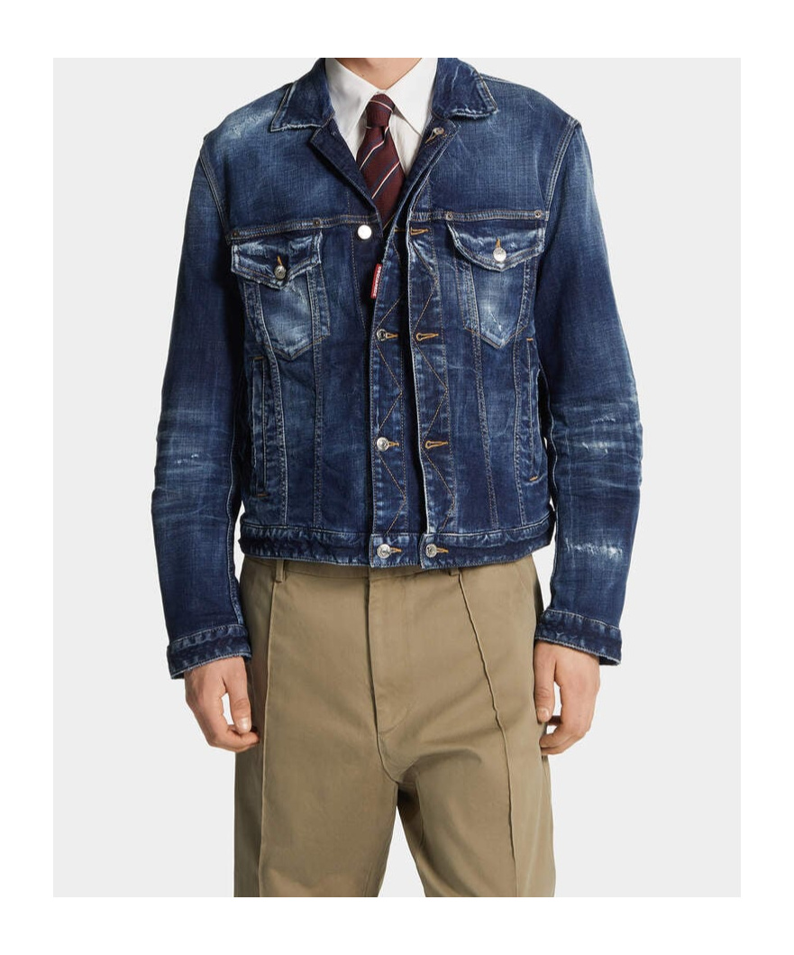 Dsquared2 Long-sleeved Denim Jacket In Blue