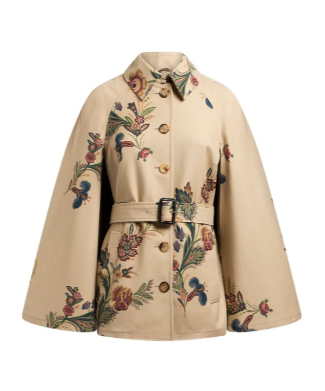 Etro Cape-style Trench Coat With Floral Print