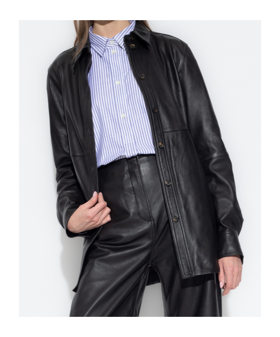 Totême Panelled Leather Shirt In Black