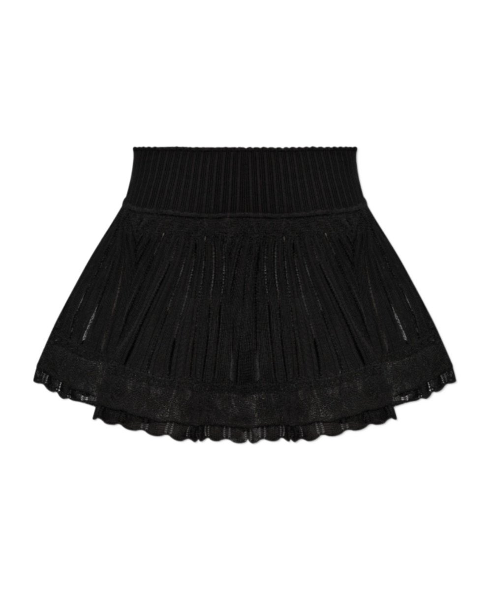 ALAÏA STRIPED LACE SHORTS 