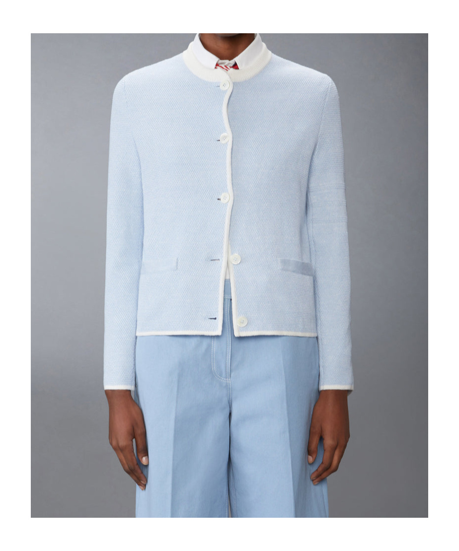 Thom Browne Honeycomb-knit Jacket In Blue
