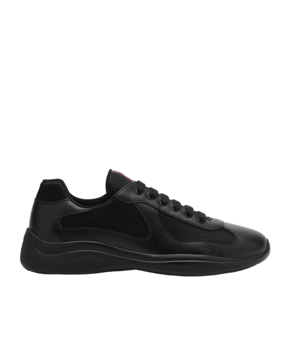 Prada Fabric And Leather America S Cup Sneakers In Black