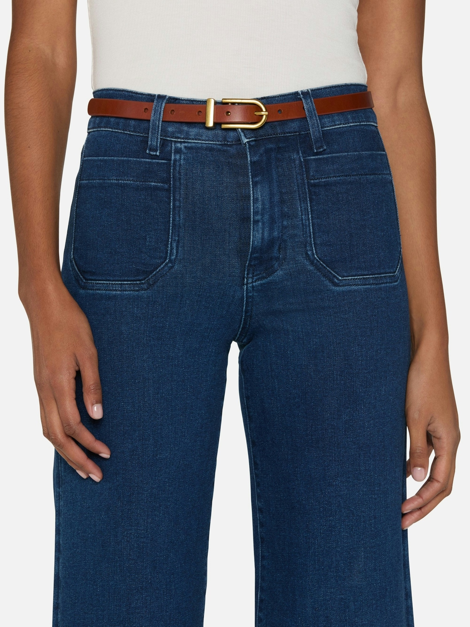 Frame Le Slim Palazzo Modernist Pocket Jeans In Blue