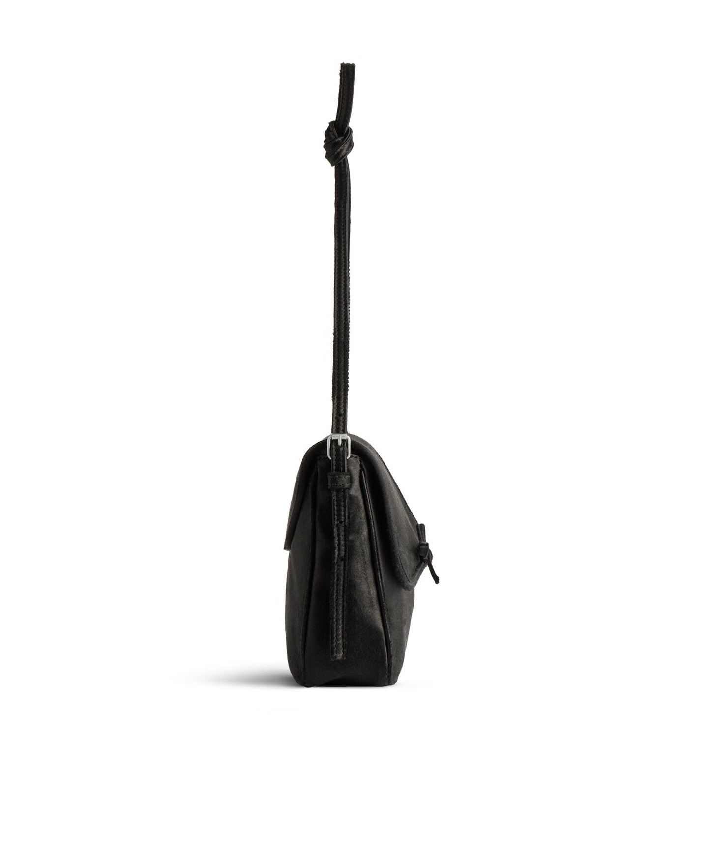 Balenciaga Leopolda Distressed Satin Pochette Shoulder Bag In Black