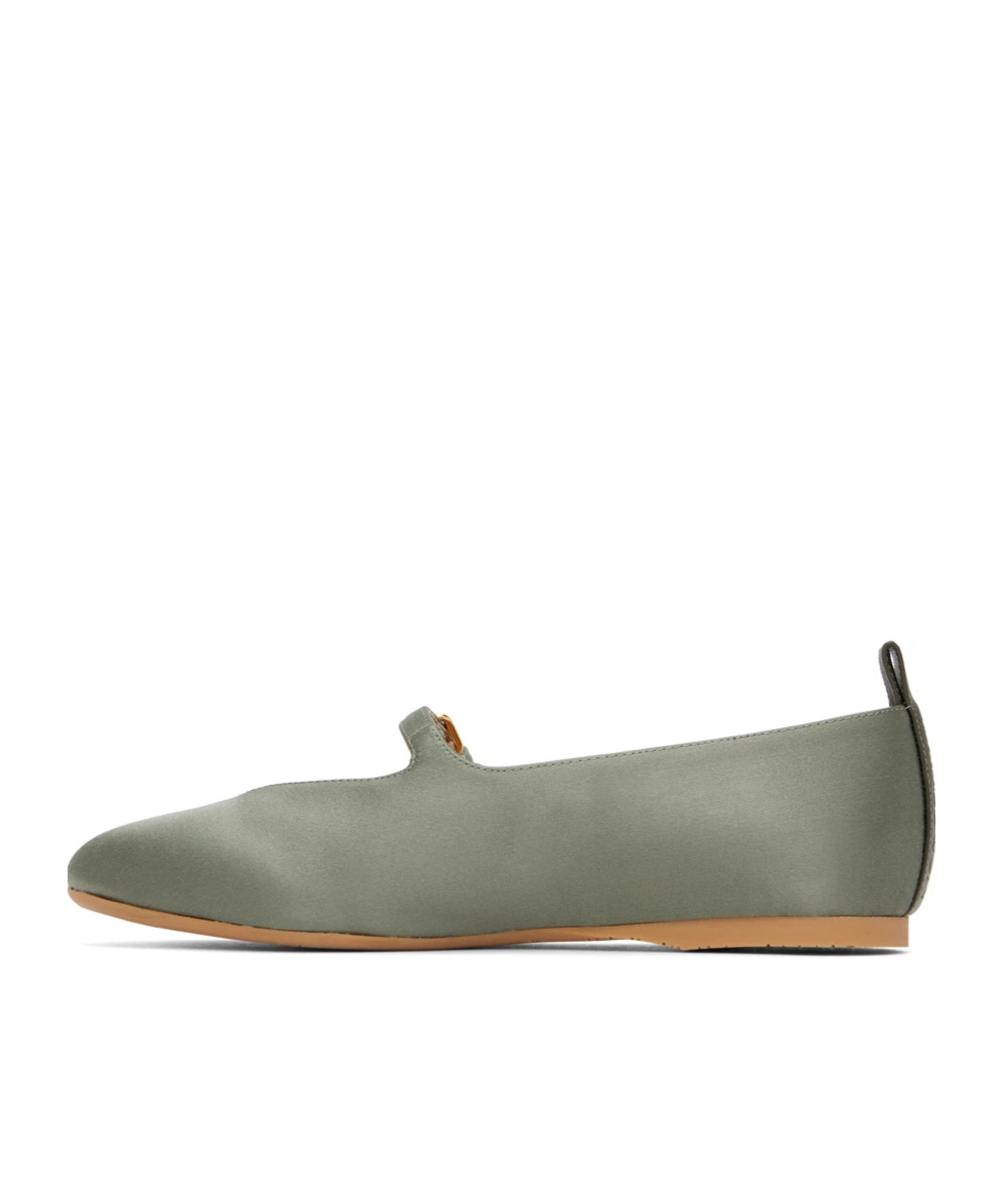 Jw Anderson Pin-button Belted Ballet Shoes In Gray