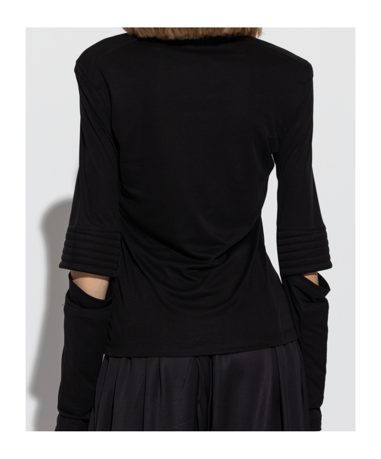 Helmut Lang Astro Crew Split-elbow Top In Black