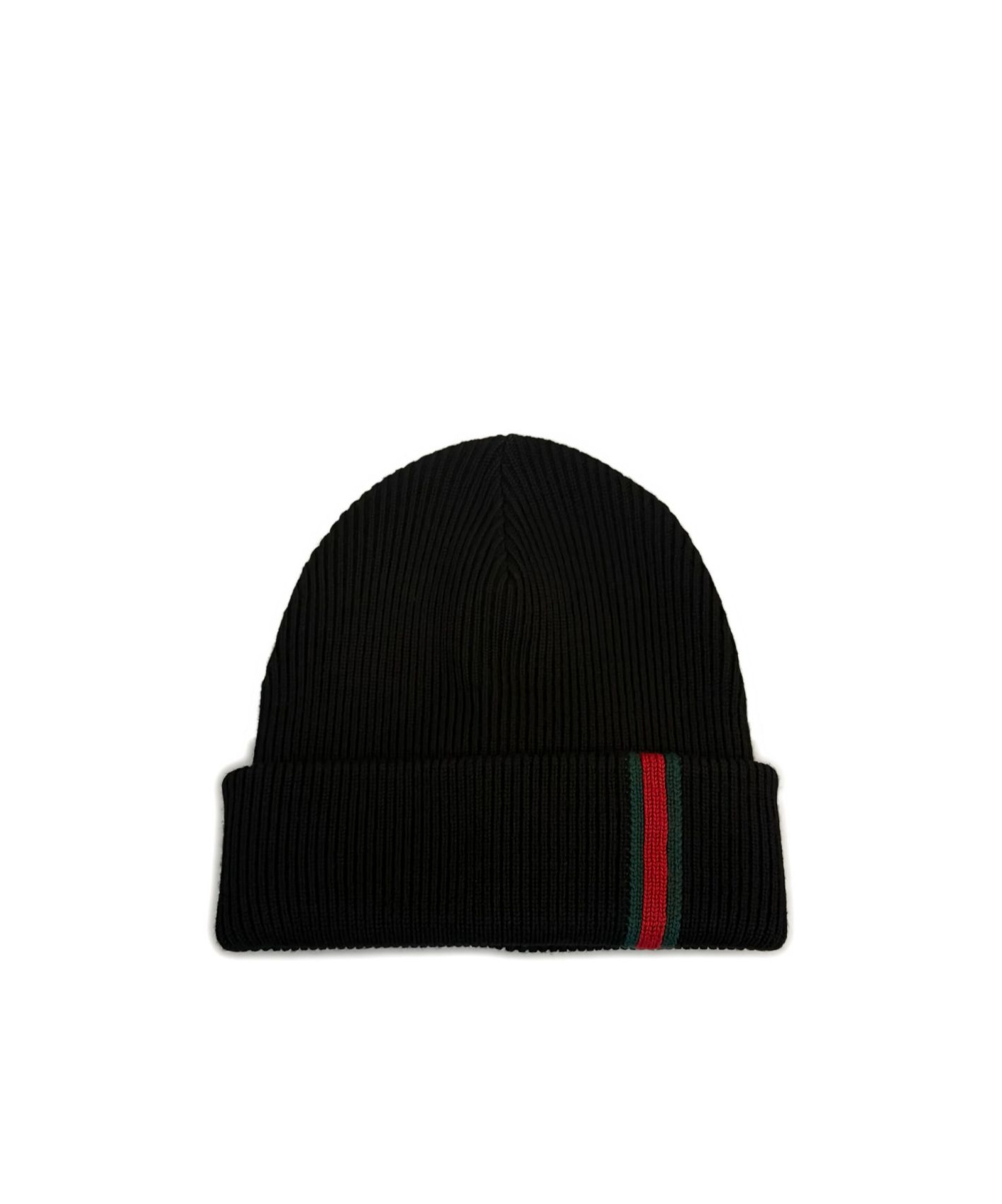 Gucci Men Web Detail Wool Beanie In Black