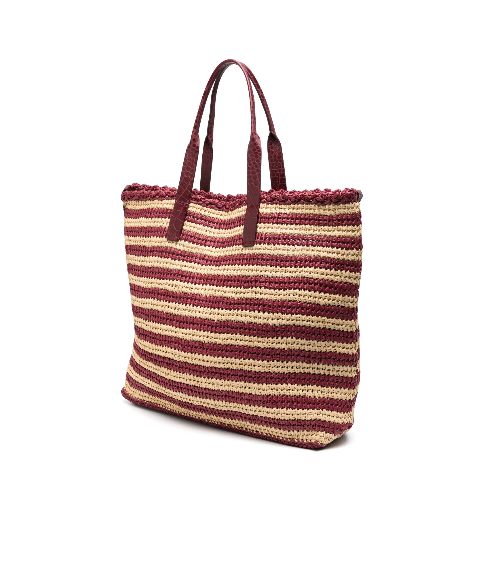 Dolce & Gabbana Striped Woven Tote Bag In Bordeaux Red