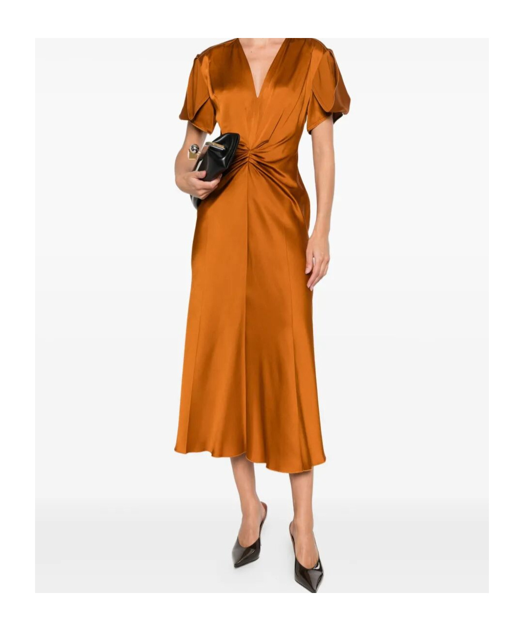 Victoria Beckham Midi Dress With V Neck And Ruched Detail In Animal Print