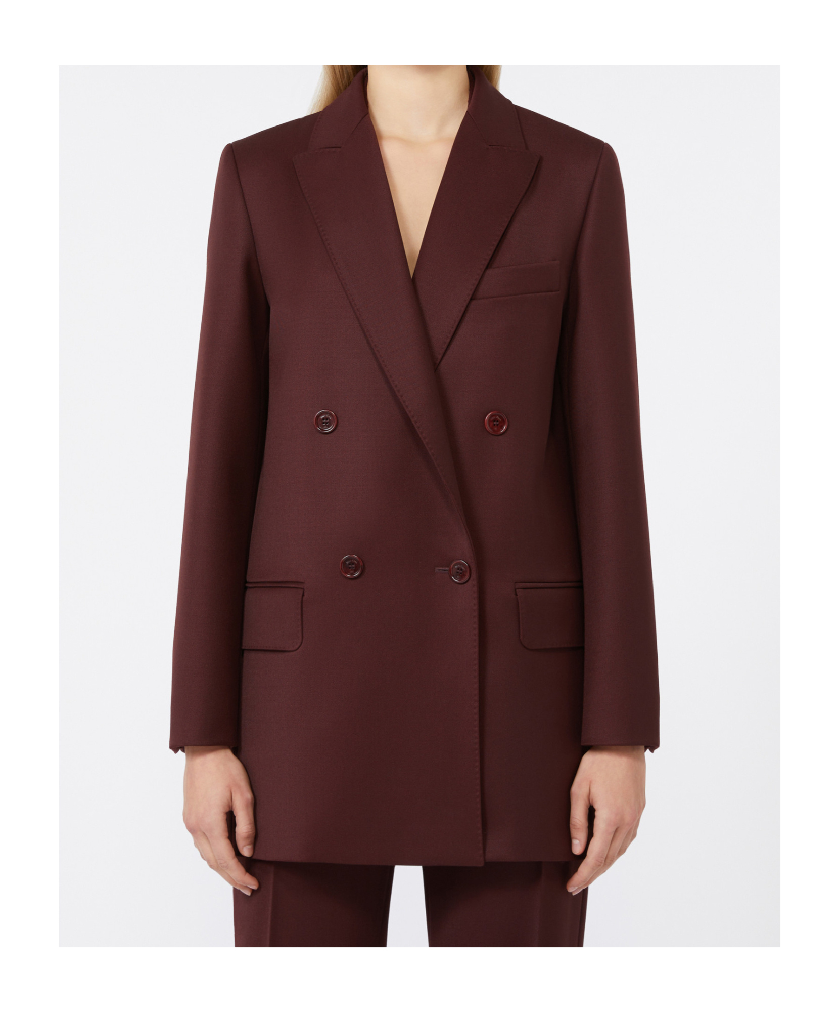 Max Mara - Double-breasted Wool Blazer In Brown