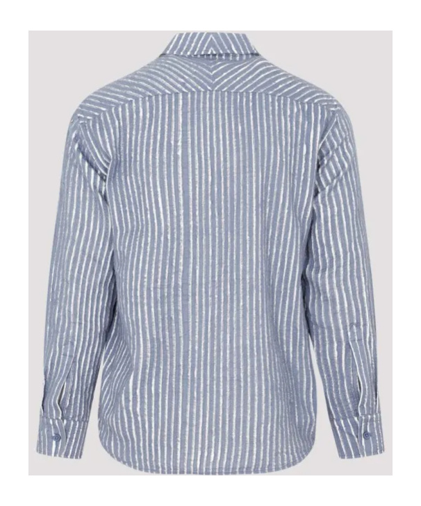 Craig Green Frayed-stripe Long-sleeved Shirt In Blue