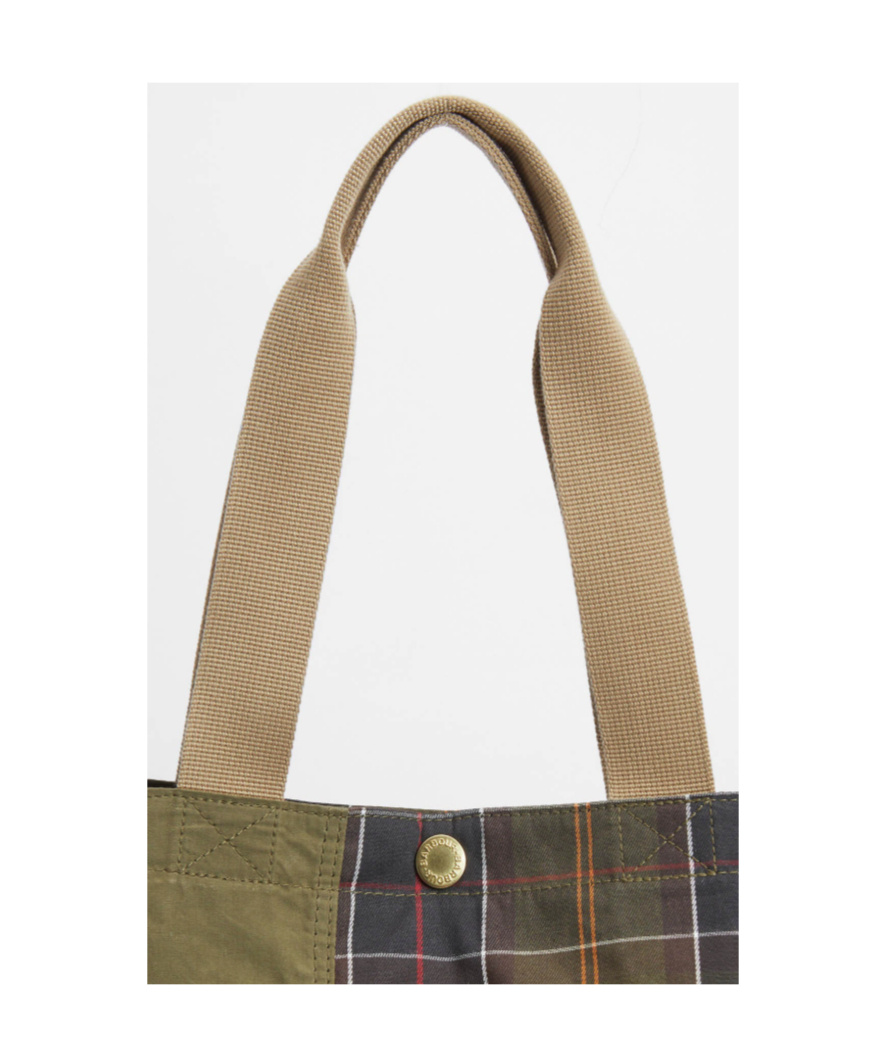 Shop Barbour Transport Patchwork Tote Bag In Green