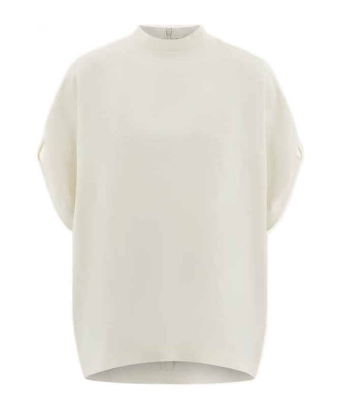 Ferragamo Crew Neck T-shirt With Turned Up Sleeve In White