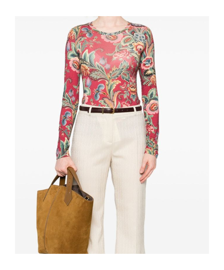 Etro Floral Pattern Long-sleeved Knitwear Sweater In Red